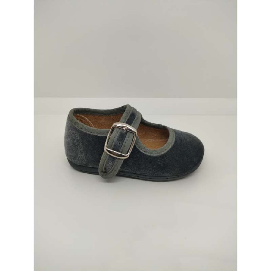 Mercedita Terciopelo Gris Hebilla Vulpeques - Imagen 2