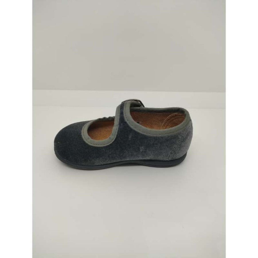 Mercedita Terciopelo Gris Hebilla Vulpeques - Imagen 4
