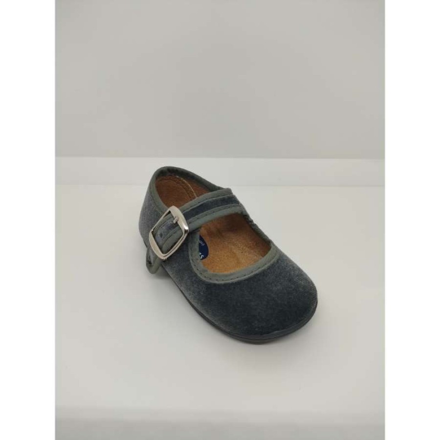 Mercedita Terciopelo Gris Hebilla Vulpeques - Imagen 5
