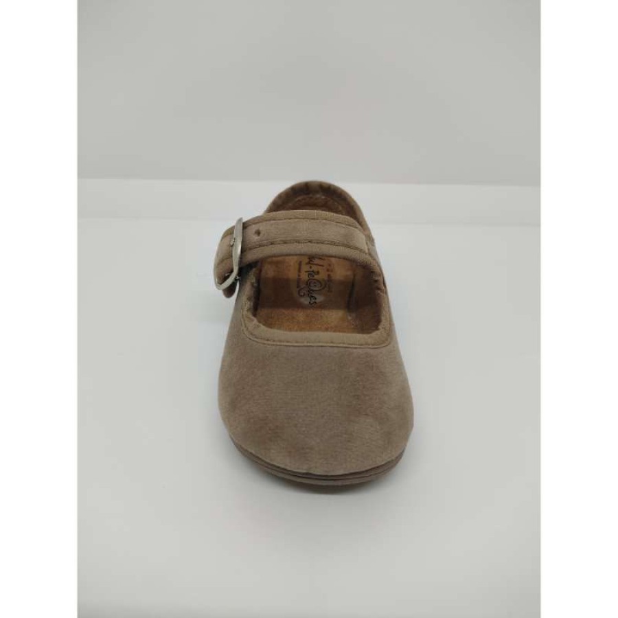Mercedita Tercipelo Beige Hebilla Vulpeques