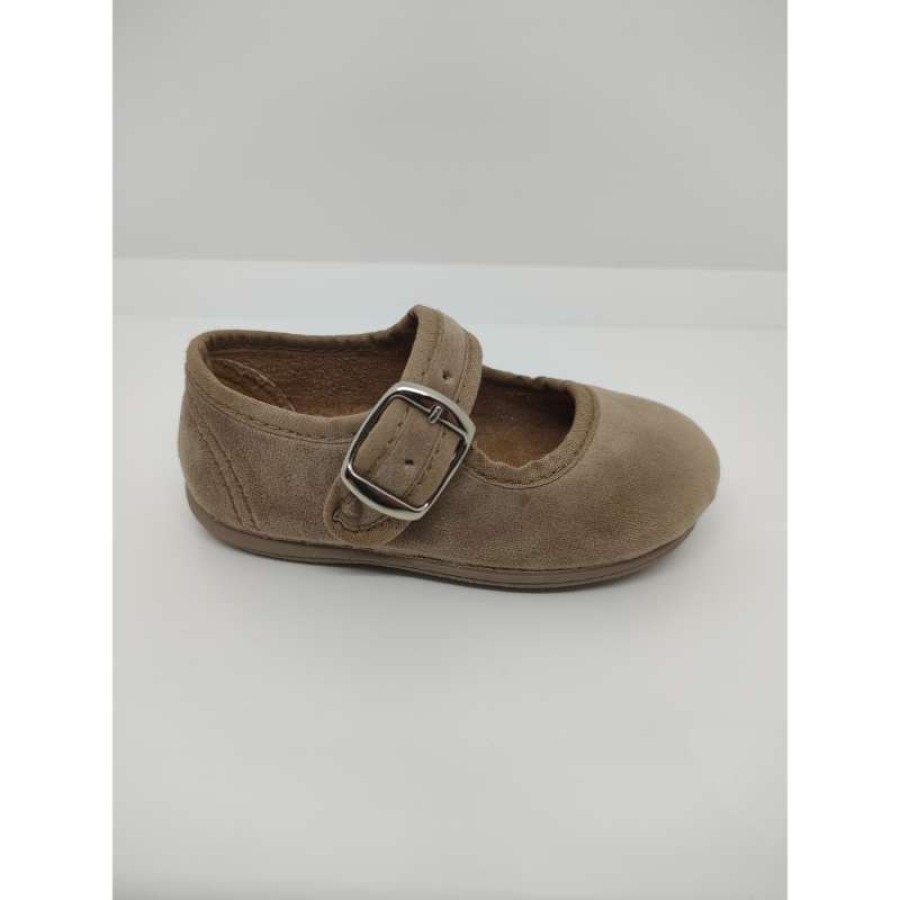 Mercedita Tercipelo Beige Hebilla Vulpeques - Imagen 2