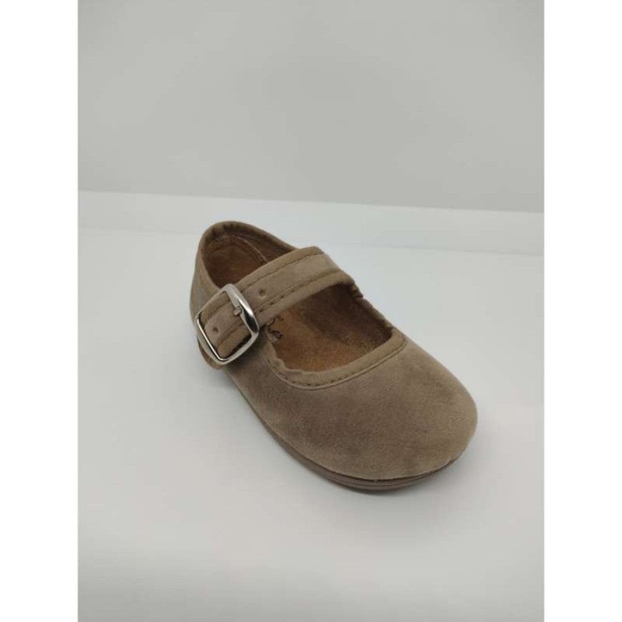 Mercedita Tercipelo Beige Hebilla Vulpeques - Imagen 5