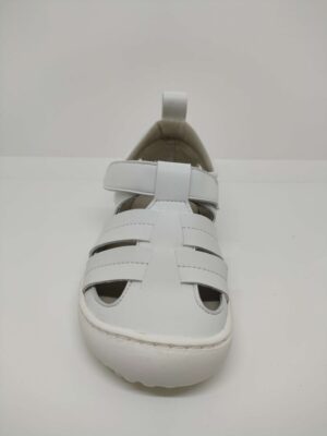 Sandalia Piel Blanca Velcro Respetuosa