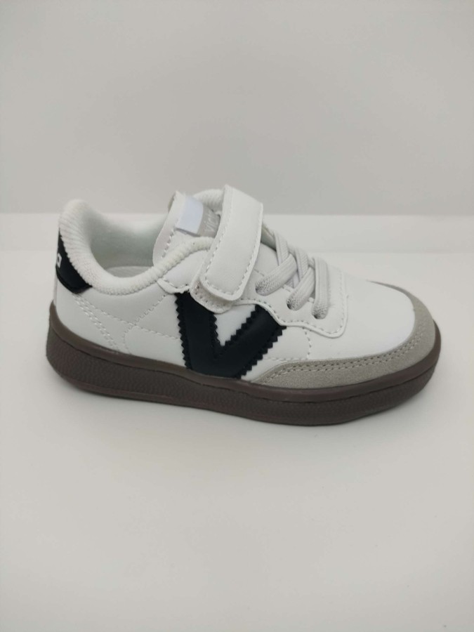 Zapatilla Deportiva Piel Blanca Velcro Cordón Victoria - Imagen 2