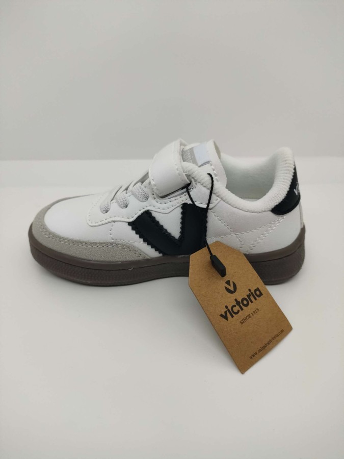 Zapatilla Deportiva Piel Blanca Velcro Cordón Victoria - Imagen 4