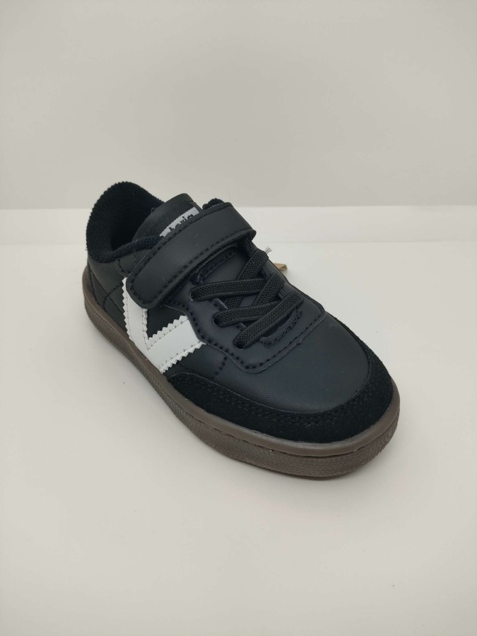 Zapatilla Deportiva Piel Negro Velcro Cordón Victoria - Imagen 5