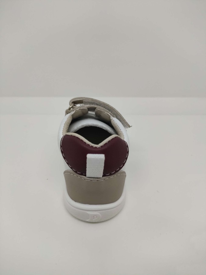 Zapatilla deportiva Piel Blanca y Marino Velcro-Cordón - Imagen 3