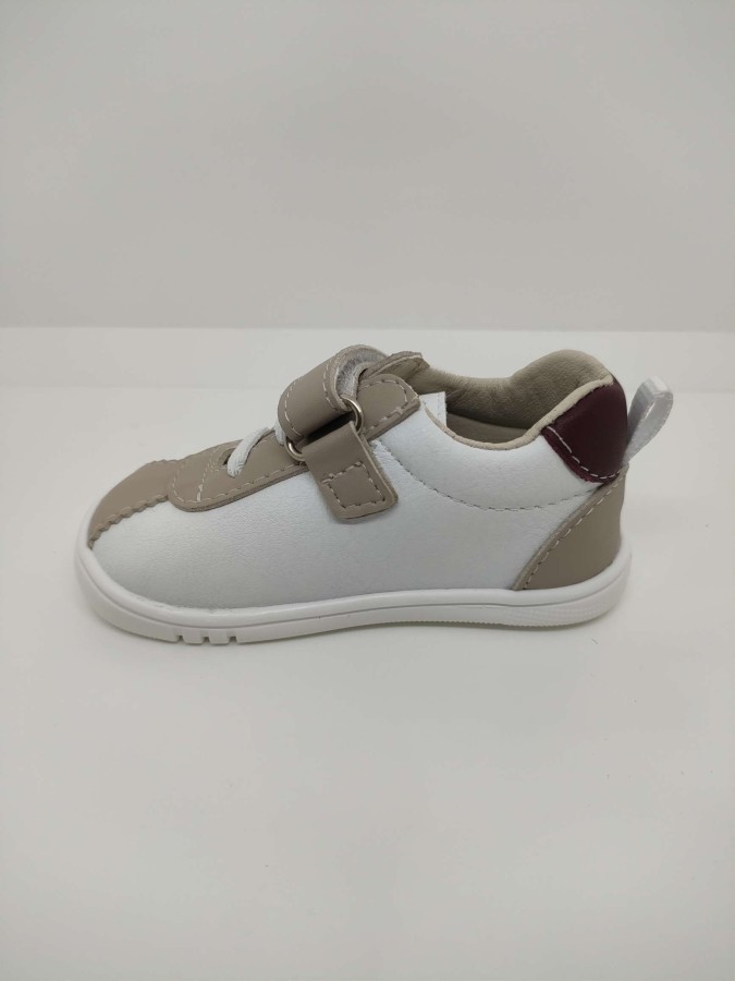 Zapatilla deportiva Piel Blanca y Marino Velcro-Cordón - Imagen 4