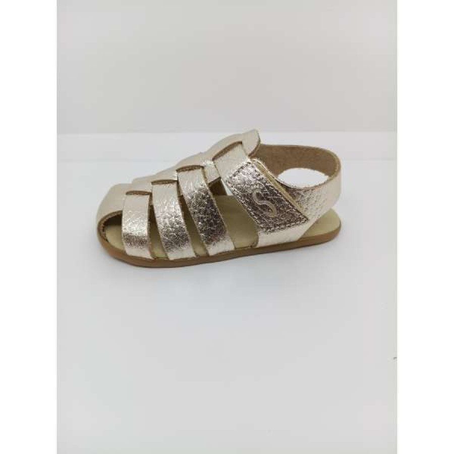 Sandalia Piel Dorada Respetuosa Puntera Velcro. Flexinens. - Imagen 2