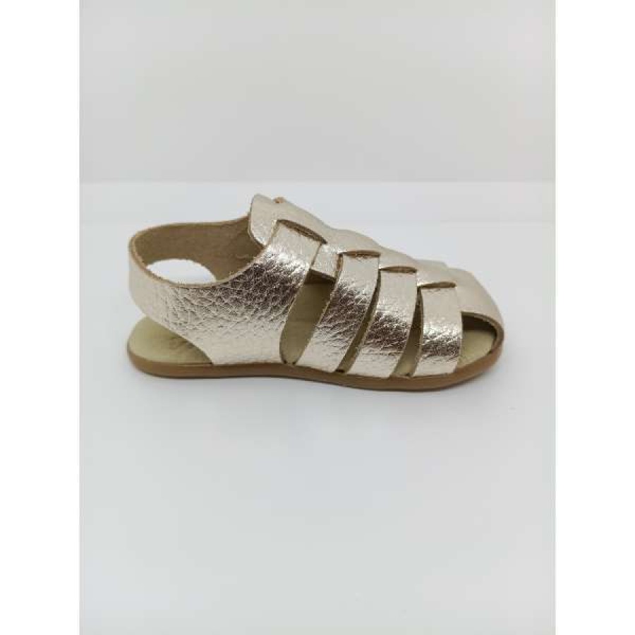 Sandalia Piel Dorada Respetuosa Puntera Velcro. Flexinens. - Imagen 4