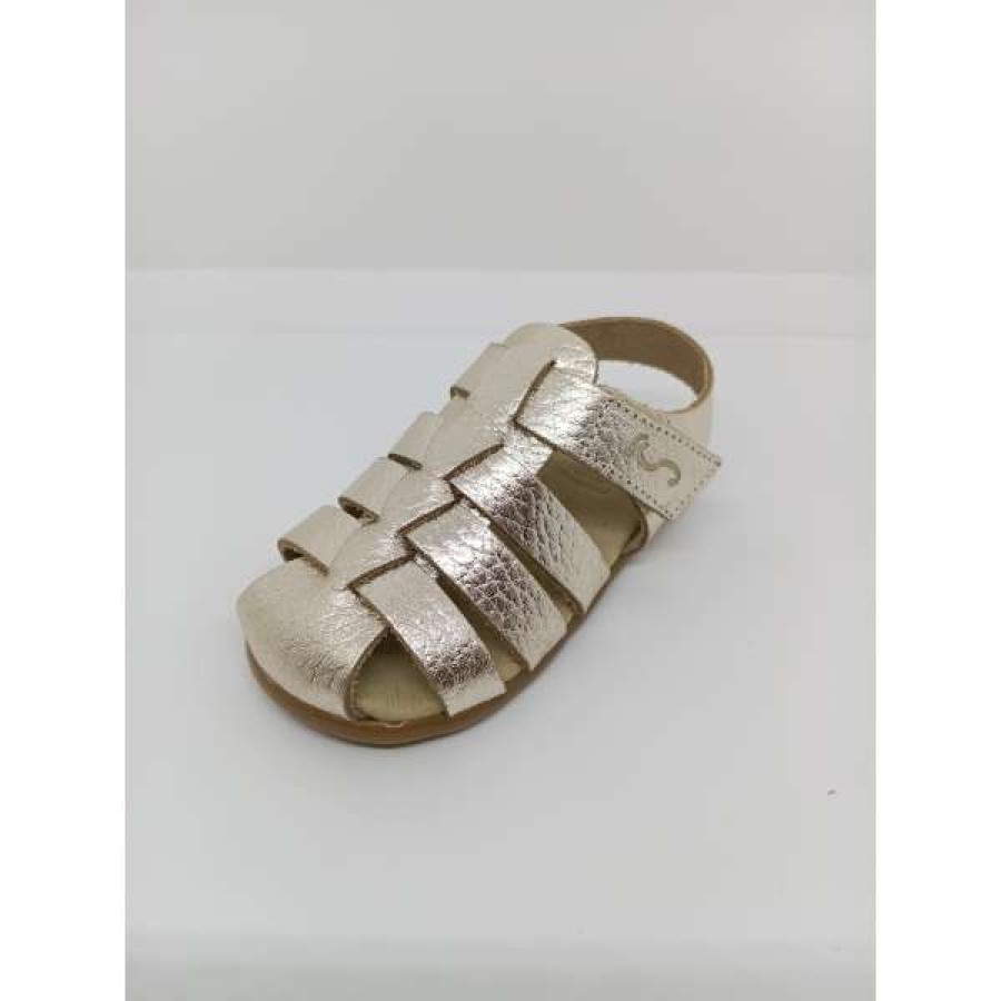 Sandalia Piel Dorada Respetuosa Puntera Velcro. Flexinens. - Imagen 5