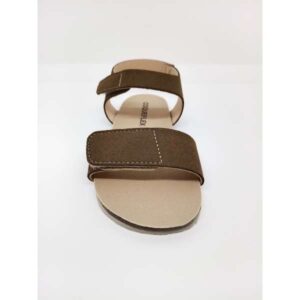 Sandalia Piel Marrón Corteza Doble Velcro. Coqueflex.
