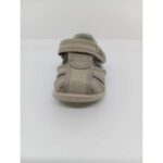 Sandalia Lona Taupe Respetuosa Velcro. Zapy.