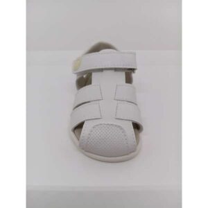 Sandalia Piel Blanca Respetuosa Puntera Reforzada Velcro. Piruflex