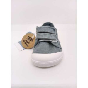 Zapatilla Lona Azul Océano Puntera Doble Velcro. Igor
