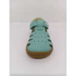 Sandalia Piel Verde Agua Perforada Doble Velcro. Titanitos.