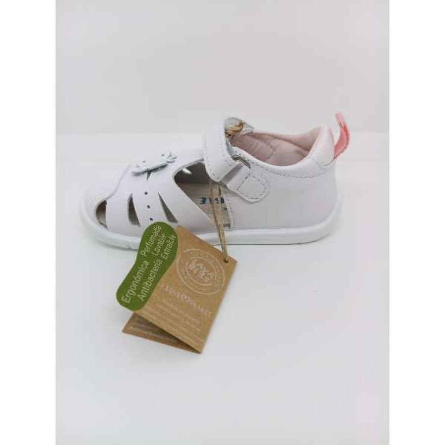 Sandalia Piel Blanca Maripoosa Puntera Reforzada Velcro. Titanitos. - Imagen 4