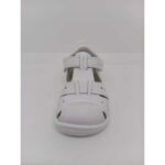 Sandalia Piel Blanca Estrellitas Puntera Reforzada Doble Velcro. Titanitos