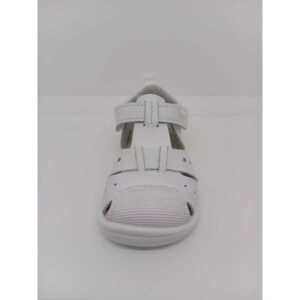 Sandalia Piel Blanca Estrellitas Puntera Reforzada Doble Velcro. Titanitos
