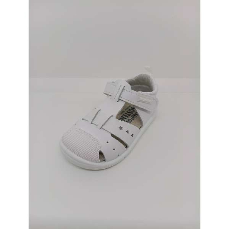 Sandalia Piel Blanca Estrellitas Puntera Reforzada Doble Velcro. Titanitos - Imagen 5