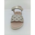 Sandalia Piel Platino Ondas Velcro. Zapy.