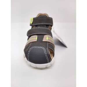 Sandalia Piel Verde Khaki Puntera Reforzada Velcro. Osito