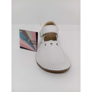 Sandalia Piel Blanca Coraxzones Velcro. Conguitos.