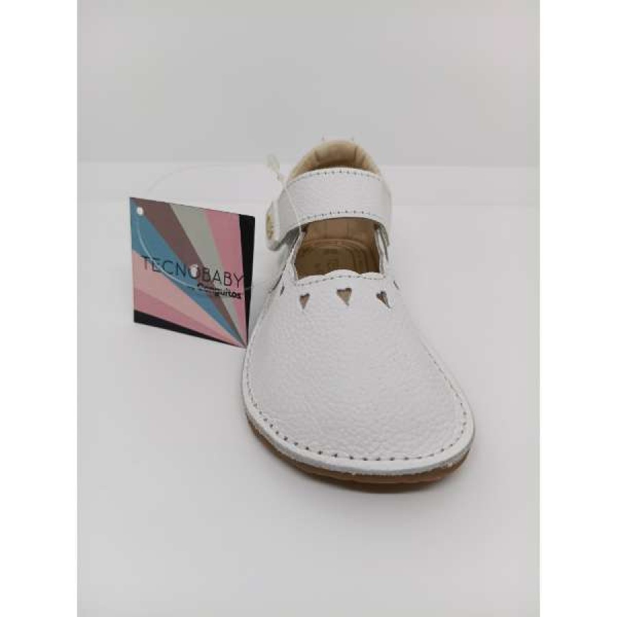 Sandalia Piel Blanca Coraxzones Velcro. Conguitos.
