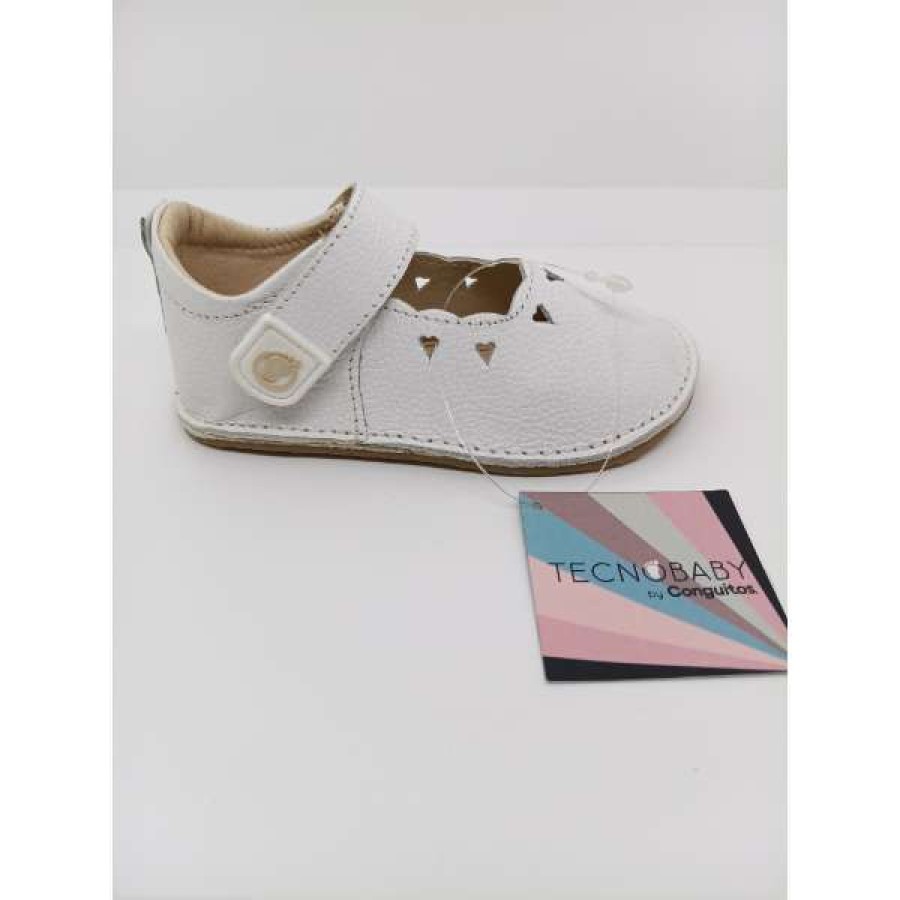 Sandalia Piel Blanca Coraxzones Velcro. Conguitos. - Imagen 2