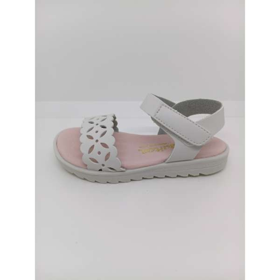 Sandalia Piel Blanca troquelada empeine Velcro. Conguitos. - Imagen 2