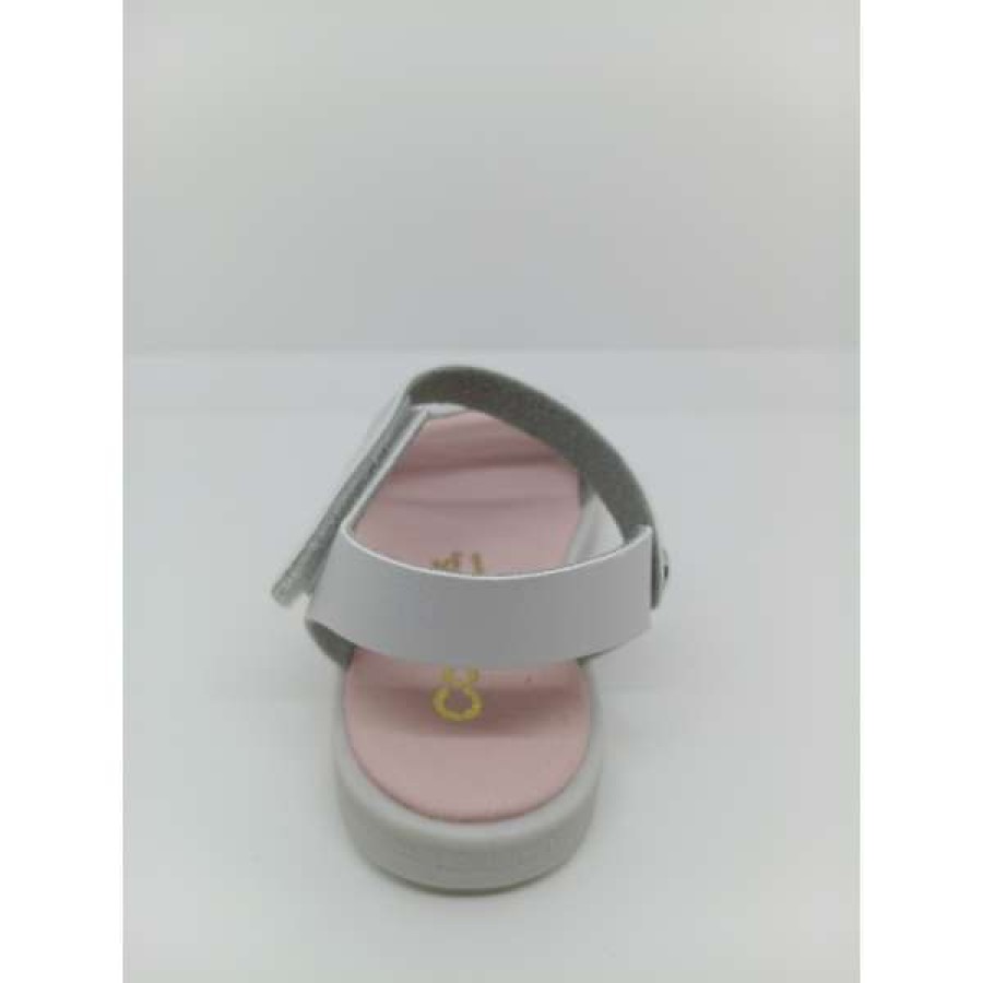 Sandalia Piel Blanca troquelada empeine Velcro. Conguitos. - Imagen 3