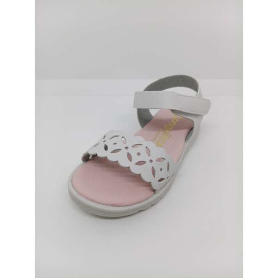Sandalia Piel Blanca troquelada empeine Velcro. Conguitos. - Imagen 5