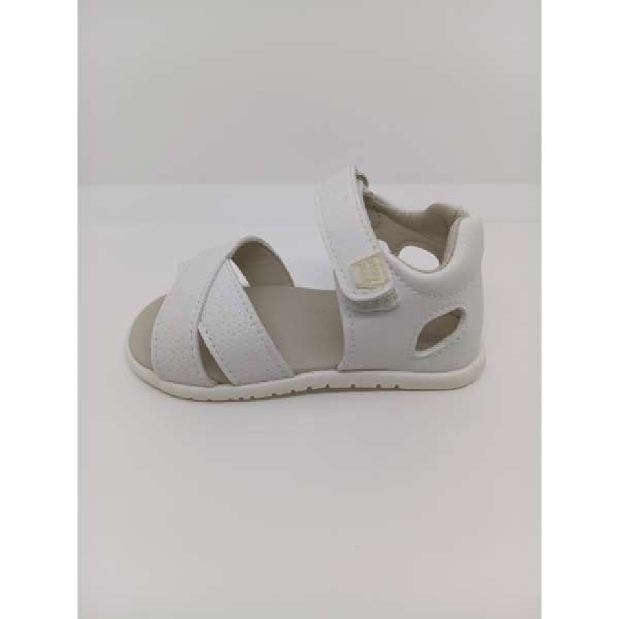 Sandalia Piel Blanca Cruzada Velcro Respetuosa. Piruflex. - Imagen 2