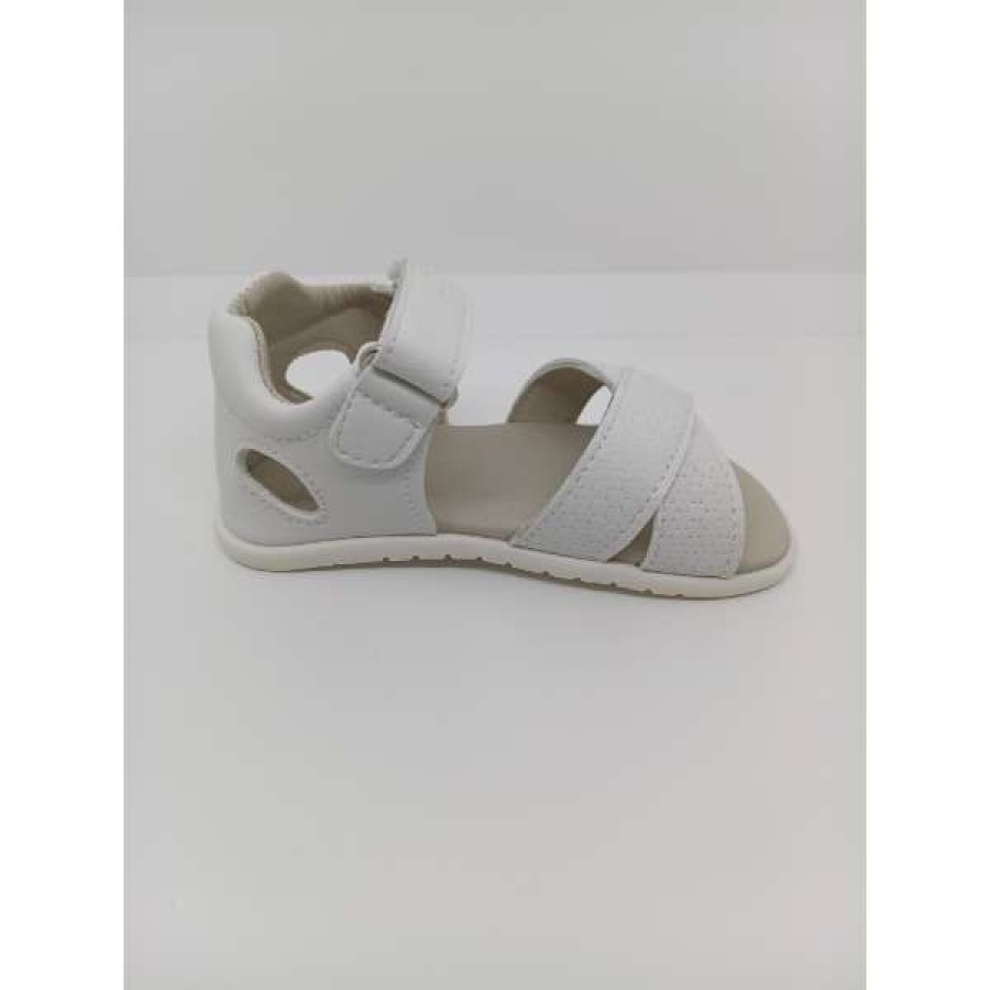 Sandalia Piel Blanca Cruzada Velcro Respetuosa. Piruflex. - Imagen 4