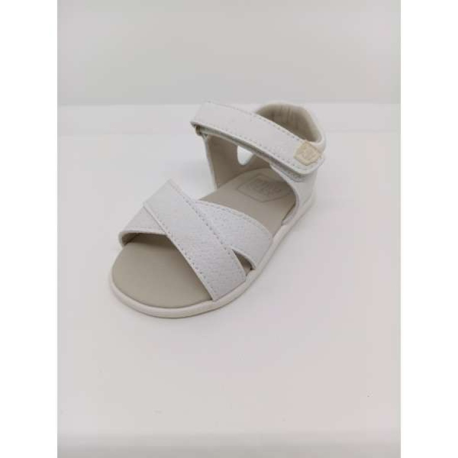Sandalia Piel Blanca Cruzada Velcro Respetuosa. Piruflex. - Imagen 5