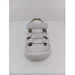 Sandalia Piel Blanca Respetuosa Velcro y Goma. Piruflex