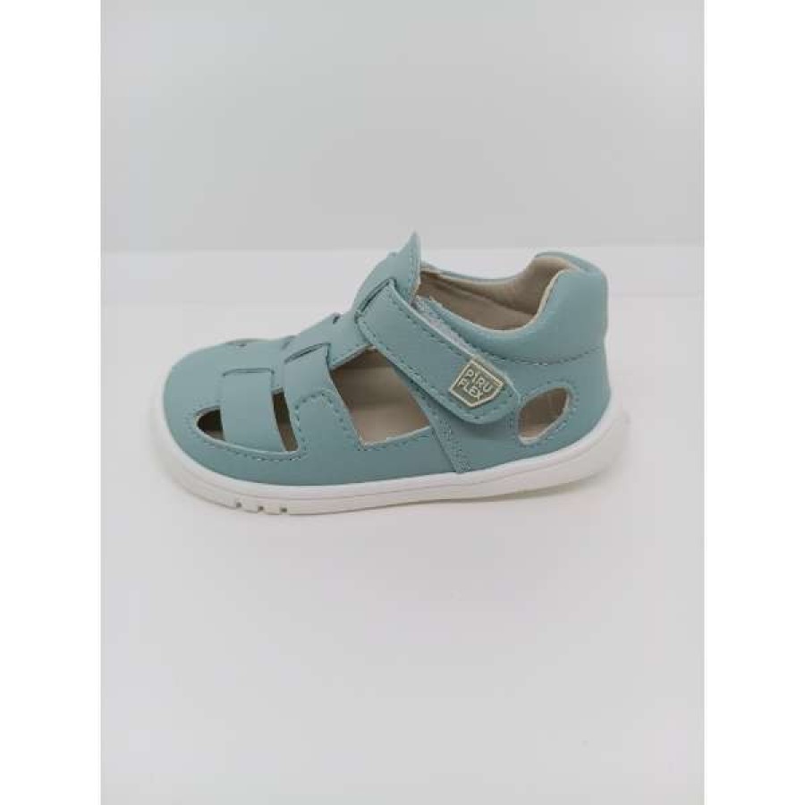 Sandalia Piel Verde Agua Respetuosa Velcro. Piruflex - Imagen 2