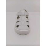 Sandalia Piel Blanca Respetuosa Velcro. Piruflex
