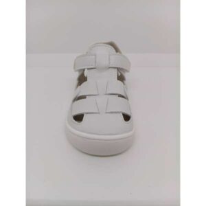 Sandalia Piel Blanca Respetuosa Velcro. Piruflex