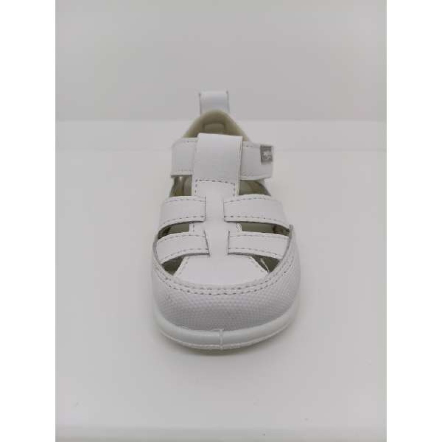 Sandalia Piel Blanca Puntera Reforzada Velcro. Zapy.