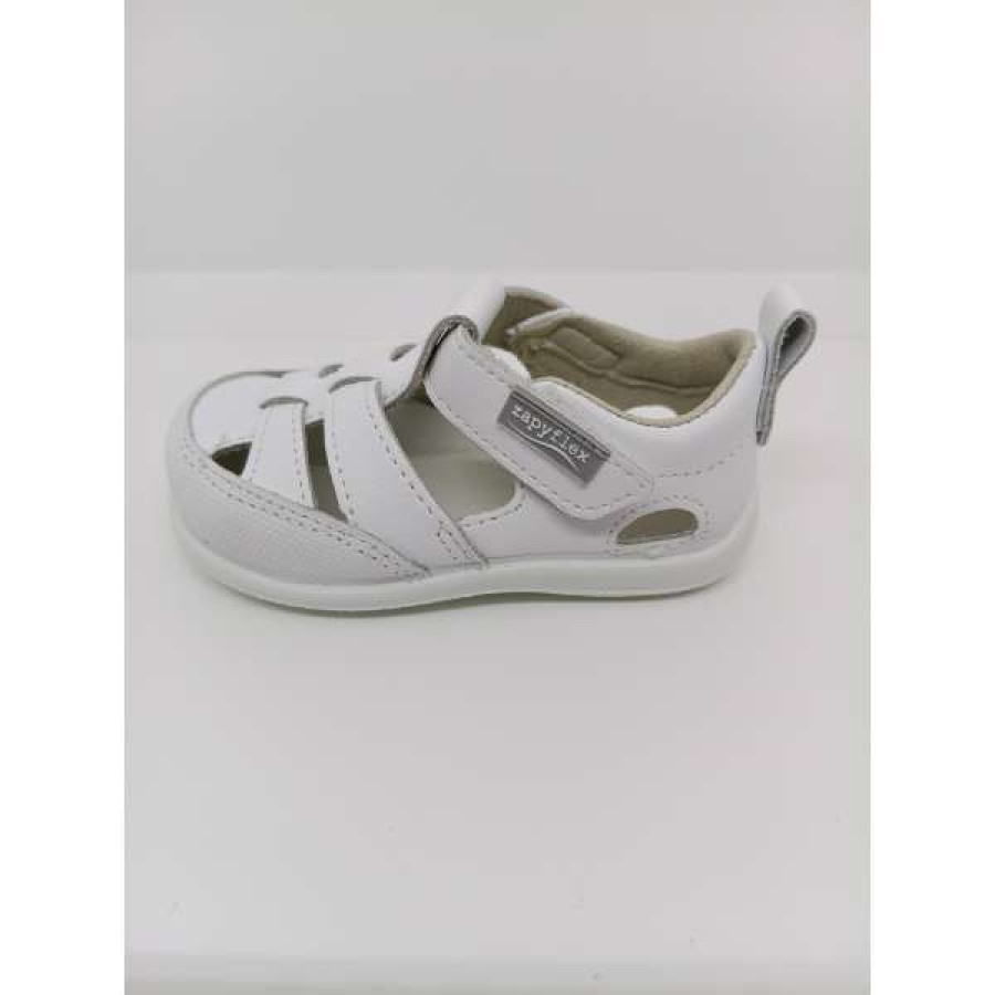Sandalia Piel Blanca Puntera Reforzada Velcro. Zapy. - Imagen 2