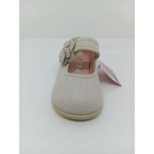 Mercedita Lino Beige Flor Velcro