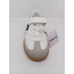 Zapatilla Napa Blanca Serraje Gris Velcro Cordón Elástico