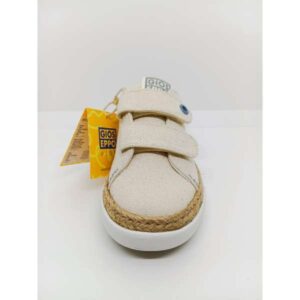 Zapatilla Tela Lino Beige Esparto Doble Velcro. Gioseppo.