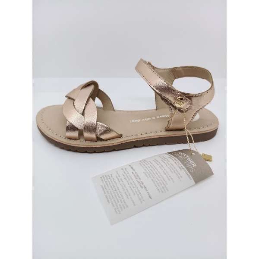 Sandalia Piel Oro Rosado Trenza Velcro Gioseppo - Imagen 2