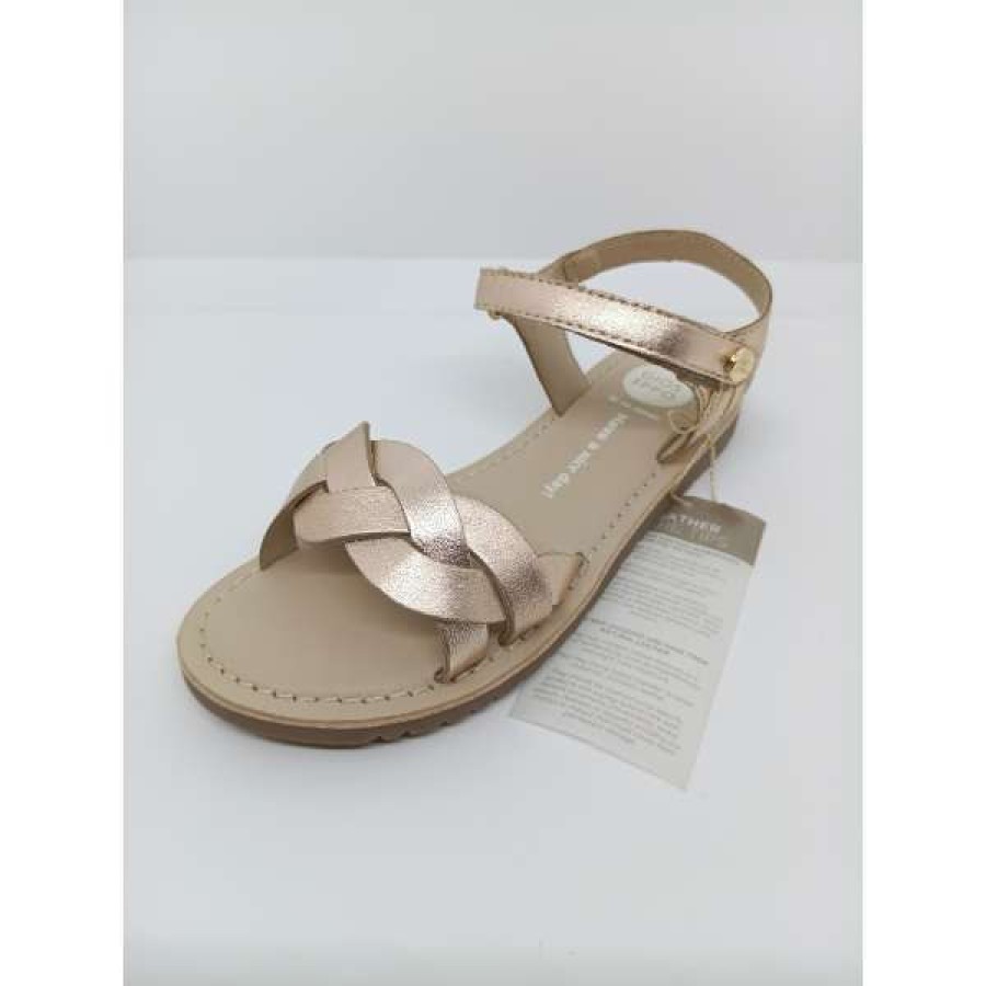Sandalia Piel Oro Rosado Trenza Velcro Gioseppo - Imagen 5
