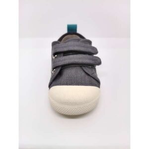 Zapatilla Tela Gris Tiras Azules  Doble velcro. Batilas.