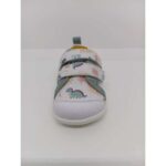 Zapatilla Piel Blanca Dinosaurios Doble Velcro respetuoso. Flexinens.