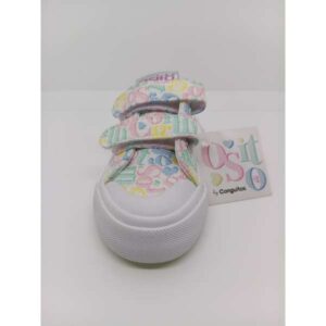 Zapatilla Tela Letras Multicolores Conguitos Doble Velcro