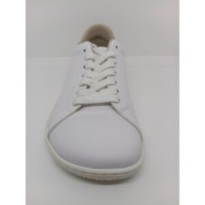 Zapatilla Respetuosa Piel Blanca talón Taupe Cordón
